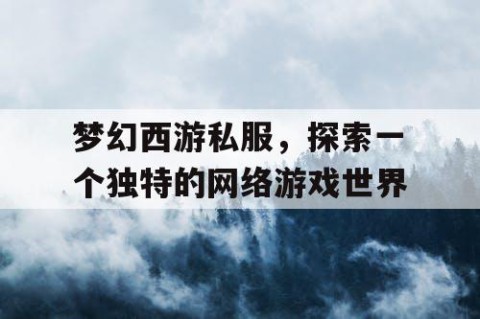 梦幻西游私服，探索一个独特的网络游戏世界