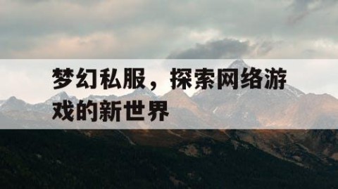 梦幻私服，探索网络游戏的新世界