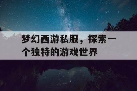 梦幻西游私服，探索一个独特的游戏世界