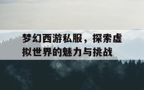 梦幻西游私服，探索虚拟世界的魅力与挑战