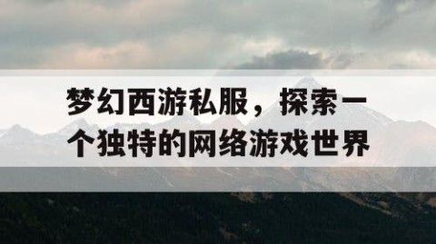 梦幻西游私服，探索一个独特的网络游戏世界