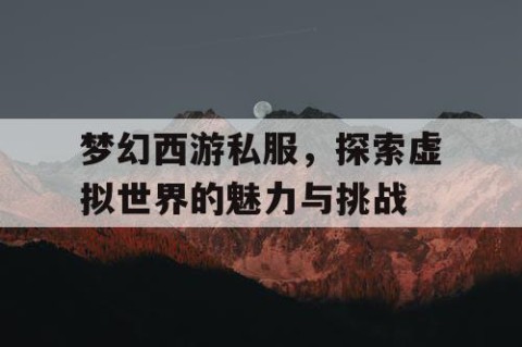 梦幻西游私服，探索虚拟世界的魅力与挑战