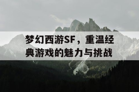 梦幻西游SF，重温经典游戏的魅力与挑战