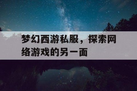 梦幻西游私服，探索网络游戏的另一面