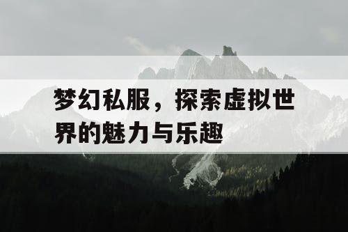 梦幻私服，探索虚拟世界的魅力与乐趣