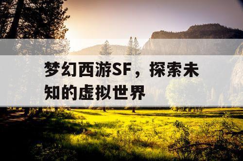 梦幻西游SF，探索未知的虚拟世界