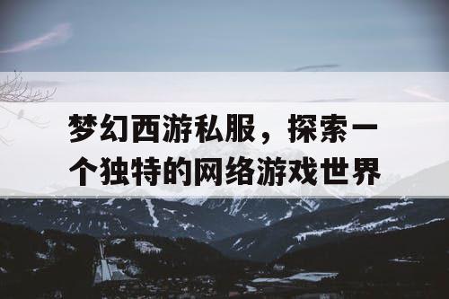 梦幻西游私服，探索一个独特的网络游戏世界