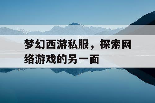 梦幻西游私服，探索网络游戏的另一面