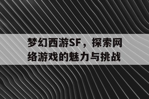 梦幻西游SF，探索网络游戏的魅力与挑战