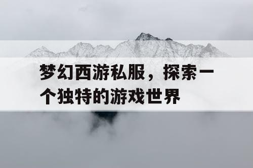 梦幻西游私服	，探索一个独特的游戏世界