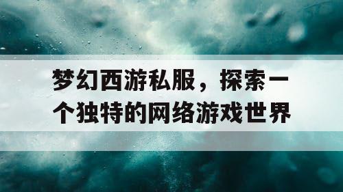 梦幻西游私服，探索一个独特的网络游戏世界