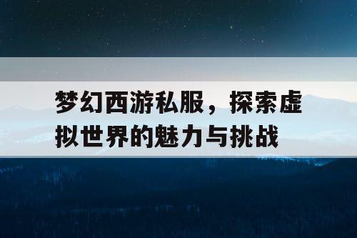 梦幻西游私服，探索虚拟世界的魅力与挑战