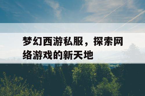 梦幻西游私服，探索网络游戏的新天地