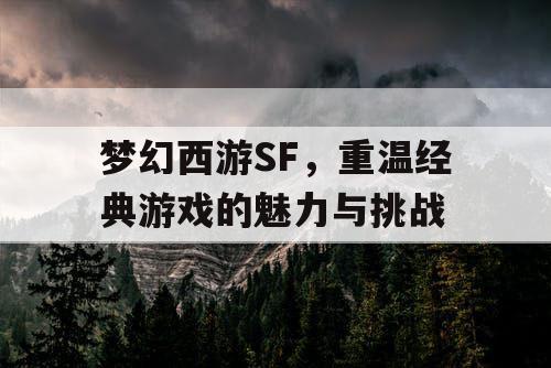 梦幻西游SF，重温经典游戏的魅力与挑战