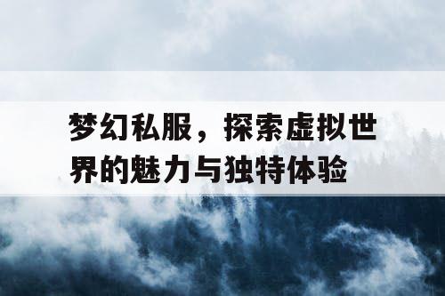 梦幻私服	，探索虚拟世界的魅力与独特体验