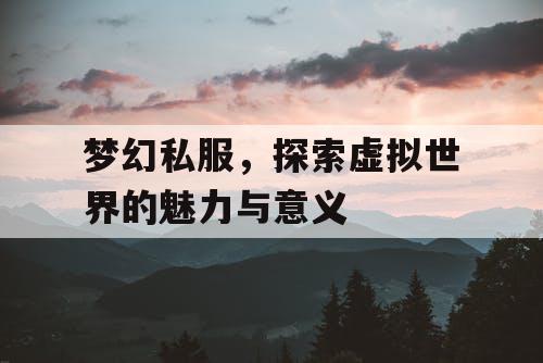 梦幻私服	，探索虚拟世界的魅力与意义