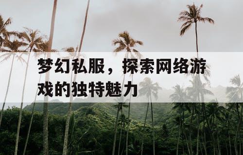 梦幻私服	，探索网络游戏的独特魅力