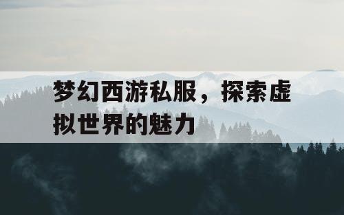 梦幻西游私服，探索虚拟世界的魅力