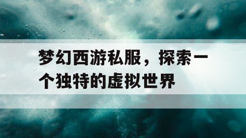 梦幻西游私服，探索一个独特的虚拟世界