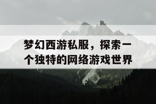 梦幻西游私服，探索一个独特的网络游戏世界