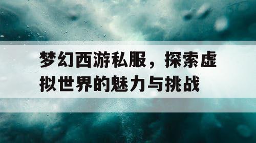 梦幻西游私服	，探索虚拟世界的魅力与挑战