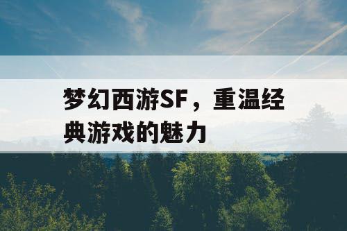 梦幻西游SF，重温经典游戏的魅力