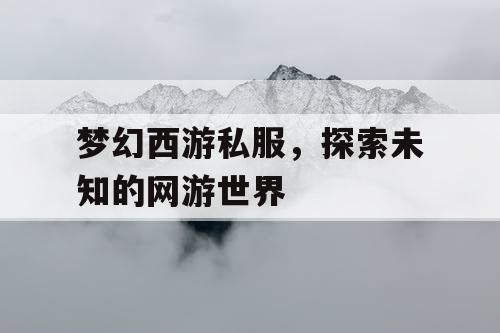 梦幻西游私服，探索未知的网游世界