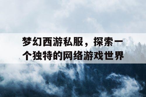 梦幻西游私服	，探索一个独特的网络游戏世界