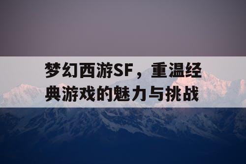 梦幻西游SF，重温经典游戏的魅力与挑战