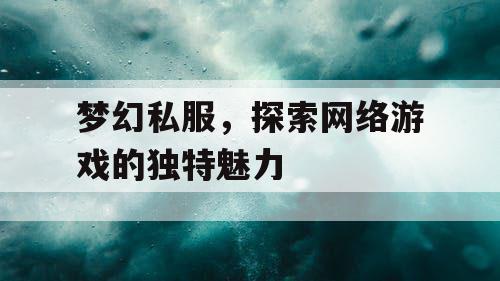 梦幻私服，探索网络游戏的独特魅力