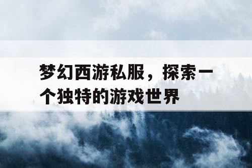 梦幻西游私服	，探索一个独特的游戏世界