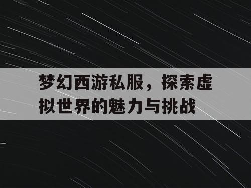 梦幻西游私服	，探索虚拟世界的魅力与挑战