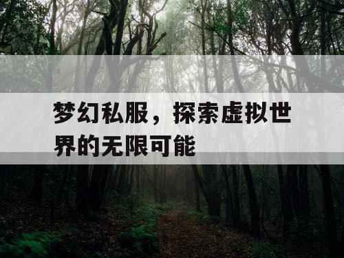 梦幻私服，探索虚拟世界的无限可能