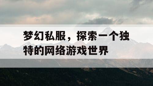 梦幻私服，探索一个独特的网络游戏世界