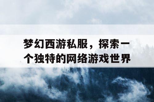 梦幻西游私服，探索一个独特的网络游戏世界