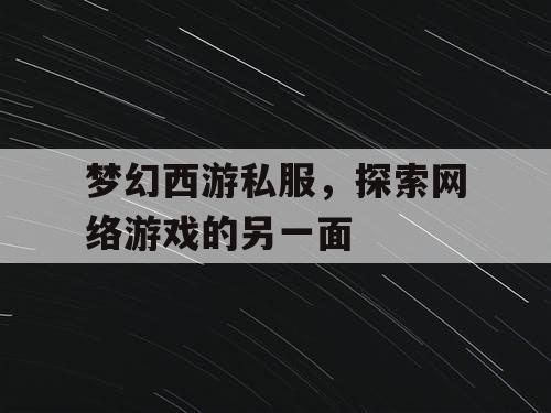 梦幻西游私服，探索网络游戏的另一面