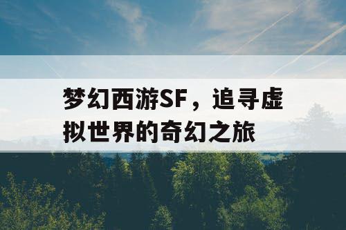 梦幻西游SF，追寻虚拟世界的奇幻之旅