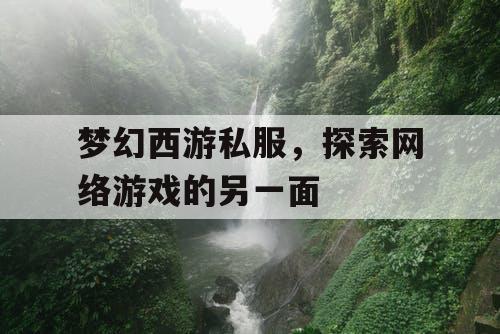 梦幻西游私服，探索网络游戏的另一面