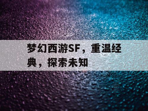 梦幻西游SF，重温经典	，探索未知