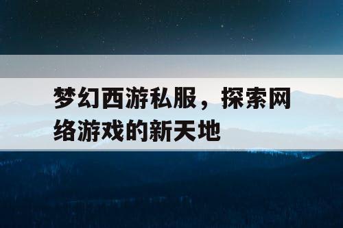 梦幻西游私服	，探索网络游戏的新天地