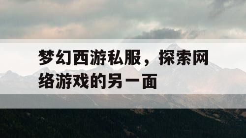 梦幻西游私服，探索网络游戏的另一面