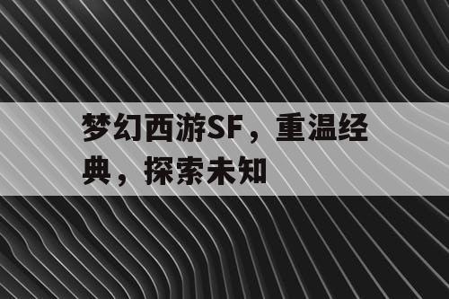 梦幻西游SF，重温经典	，探索未知