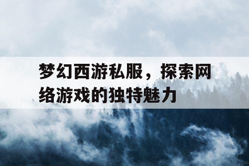 梦幻西游私服，探索网络游戏的独特魅力