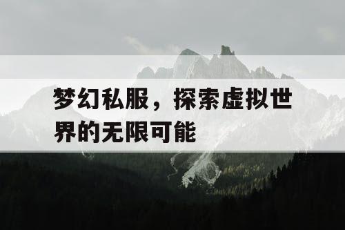 梦幻私服，探索虚拟世界的无限可能